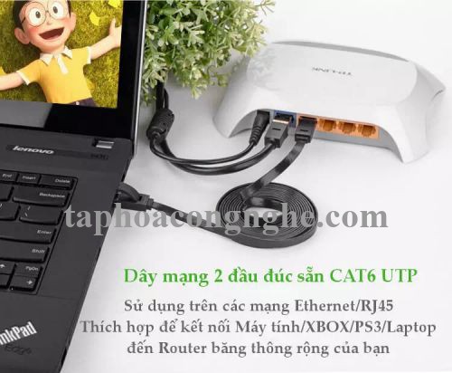Ugreen 11240 10M màu Đen Cáp mạng LAN CAT6 UPT cáp dẹp NW104 30011240
